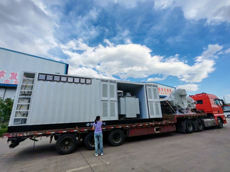 3150kva箱變配2台（tái）1200kw/660v正壓防爆電機發貨新疆